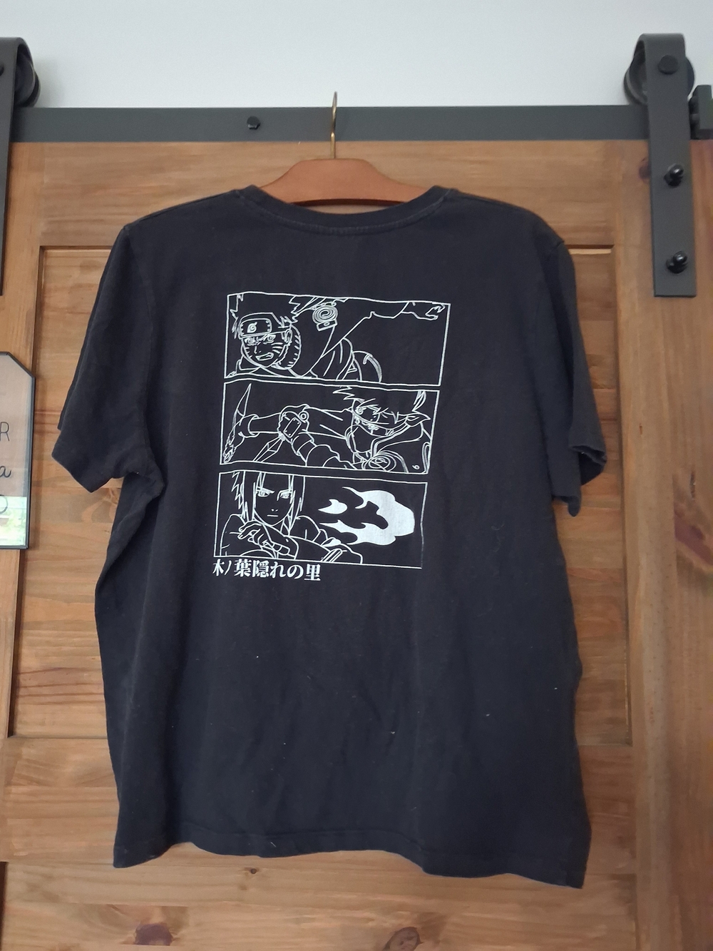 Vintage NARUTO SHIPPUDEN T Shirt Black Graphic Anime Panel T-Shirt